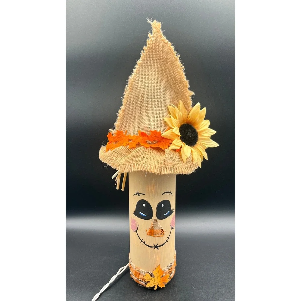 Light Up‎ Lamp Scarecrow Wine Bottle Fall Halloween Decor 16